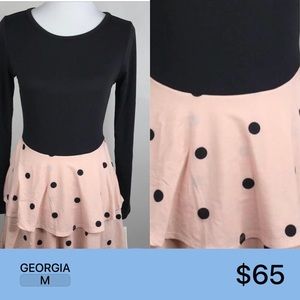 Lularoe Georgia Medium Black Pink Polka Dot NWT